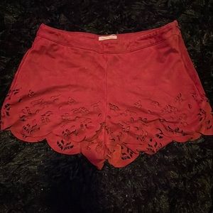 Red/maroon shorts with lace bottom May & July size small